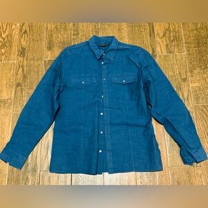 John Varvatos Teal Blue Long Sleeve Button-Up Dress Shirt
